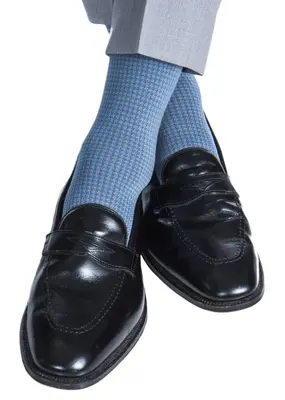 Dapper Classics Houndstooth Cotton Sock Mid-Calf