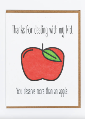 Lady Pilot Letterpress Teacher Apple Greeting Card