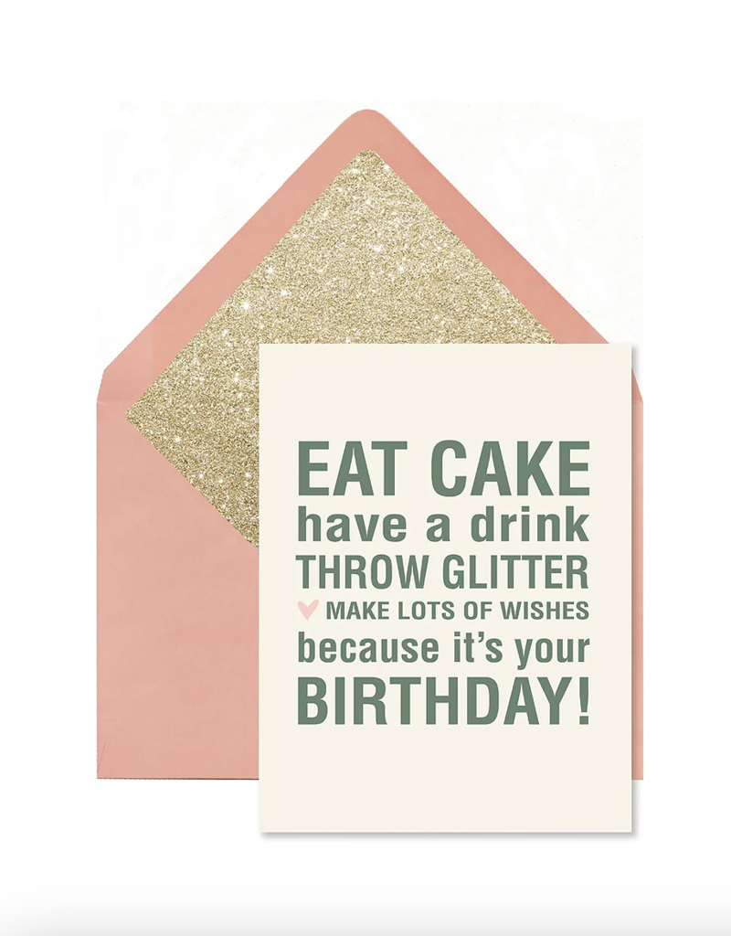 Ginger P. Designs Eat Cake Throw Glitter Birthday Greeting Card