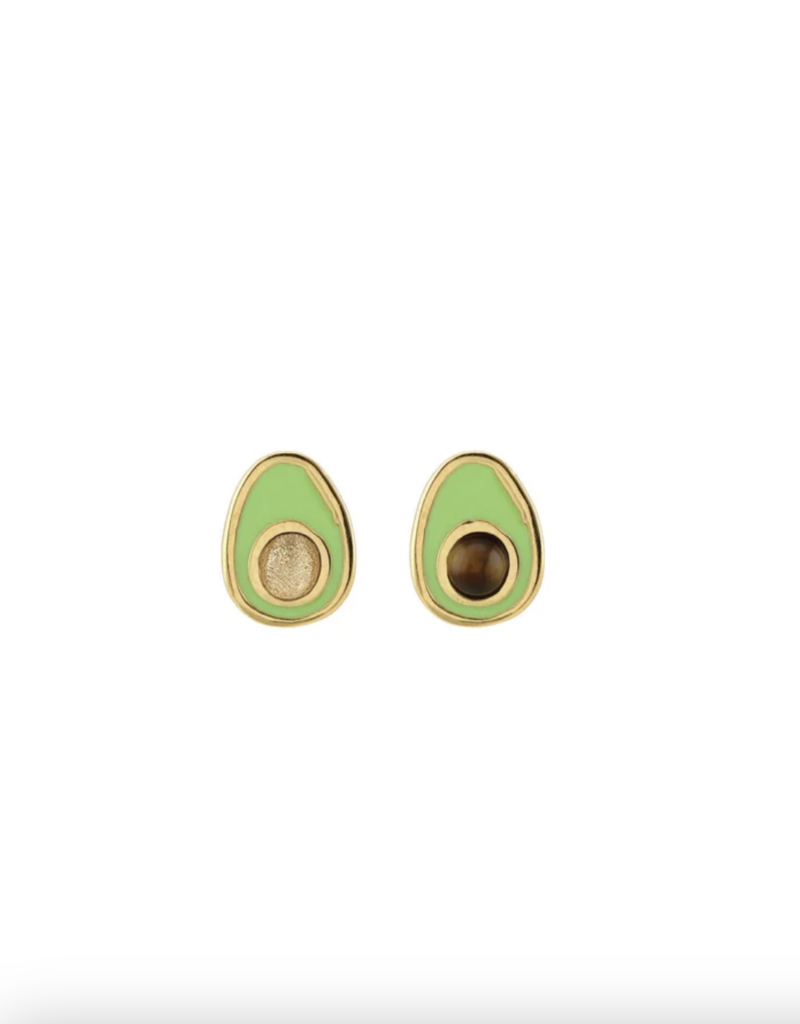 Kris Nations Avocado Enamel Stud Earrings