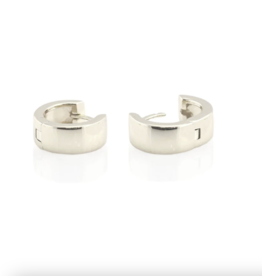 Kris Nations Classic 12mm Hinged Huggie Hoop Earrings-Sterling Silver