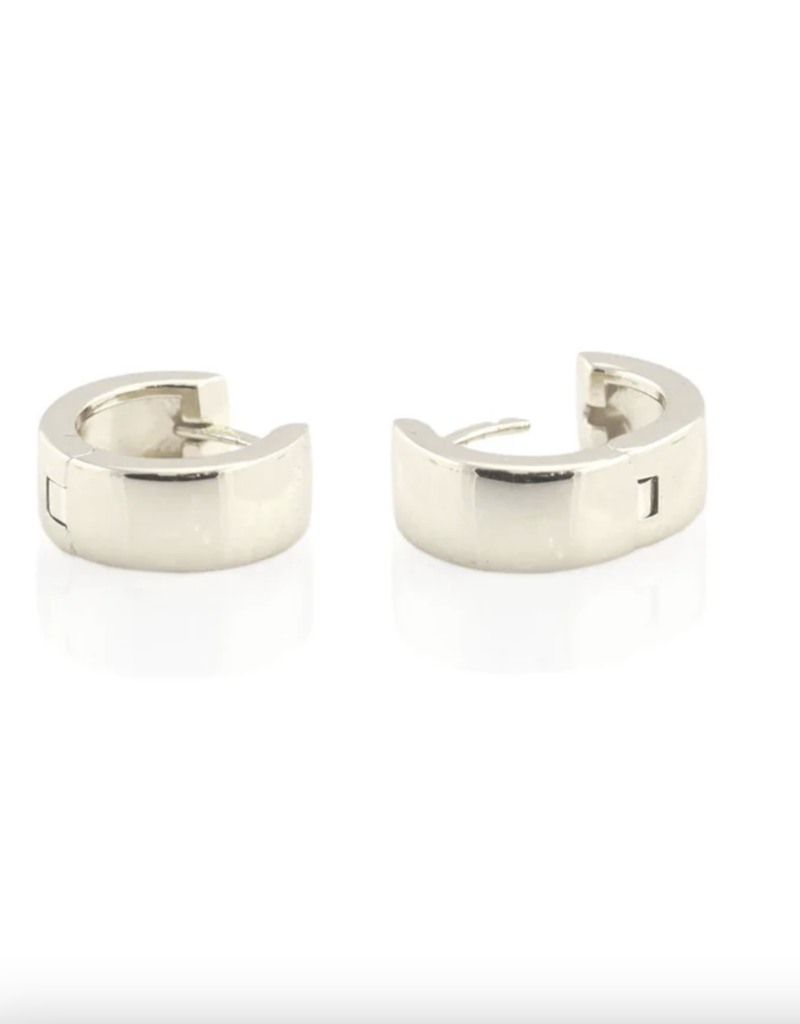 Kris Nations Classic 12mm Hinged Huggie Hoop Earrings-Sterling Silver