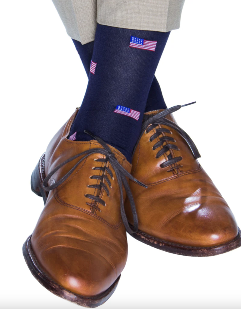Dapper Classics Classic Navy with American Flags- Mid Calf