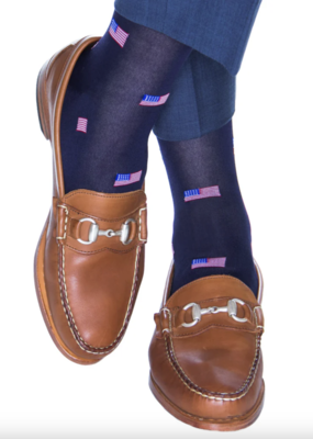 Dapper Classics Classic Navy with American Flags- Mid Calf