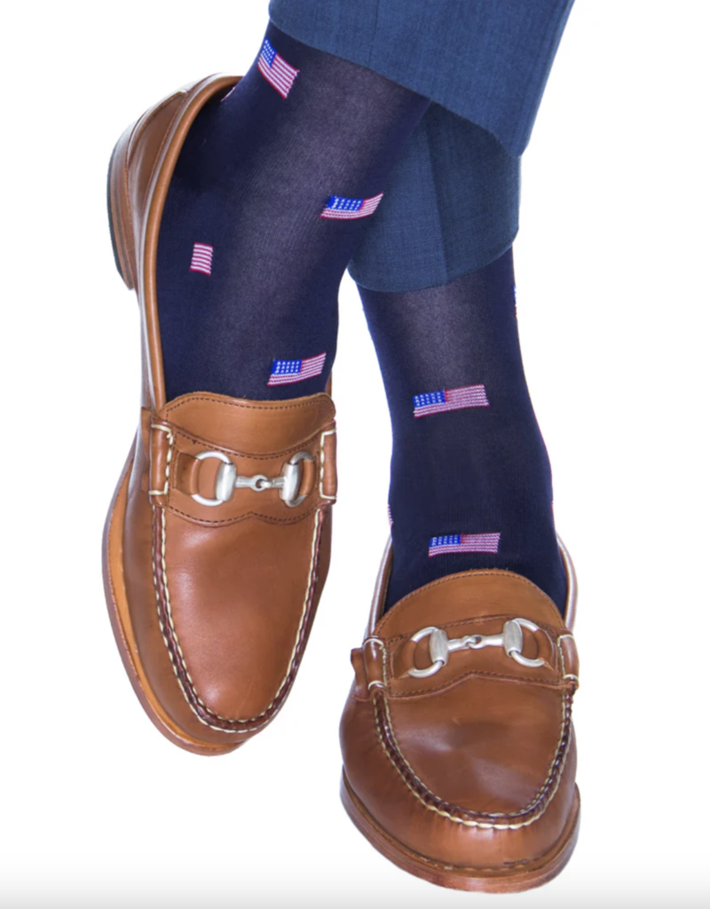 Dapper Classics Classic Navy with American Flags- Mid Calf