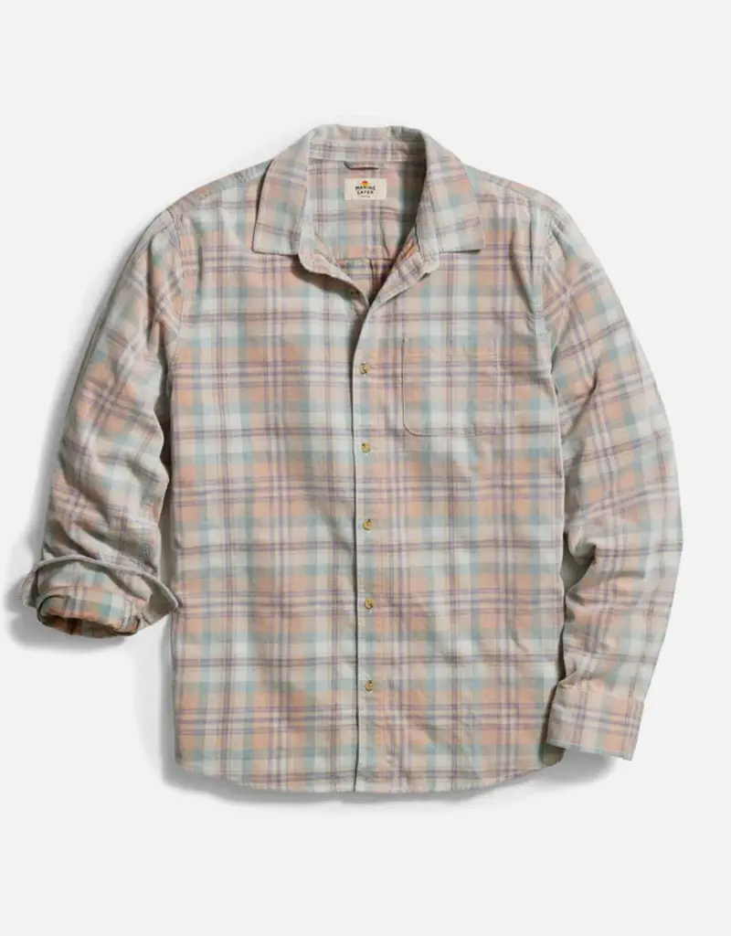 Marine Layer Lightweight Plaid Corduroy Shirt