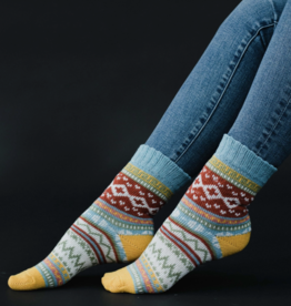 Panache Apparel Co. Lt. Blue, Yellow, & White Pattern Sock