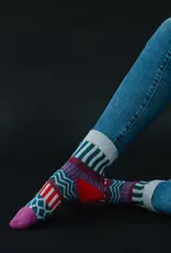 Panache Apparel Co. Gray, Red, & Purple Pattern Socks