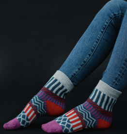 Panache Apparel Co. Gray, Red, & Purple Pattern Socks