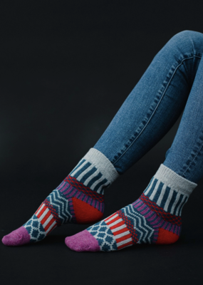 Panache Apparel Co. Gray, Red, & Purple Pattern Socks