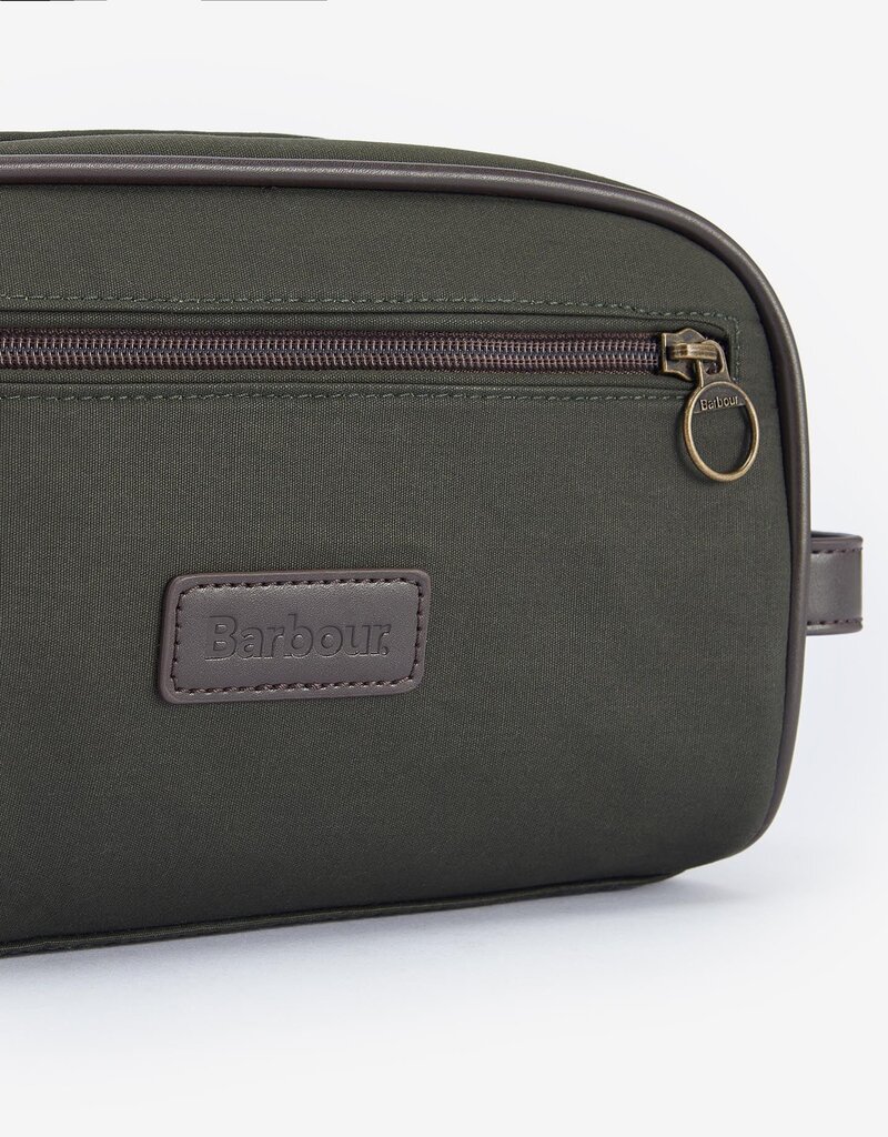 Barbour Olive Wax Washbag