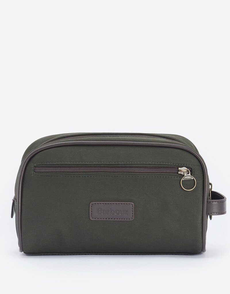 Barbour Olive Wax Washbag