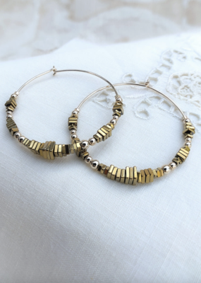 Pliers and String Tessera Hoop M-14K Gold Fill