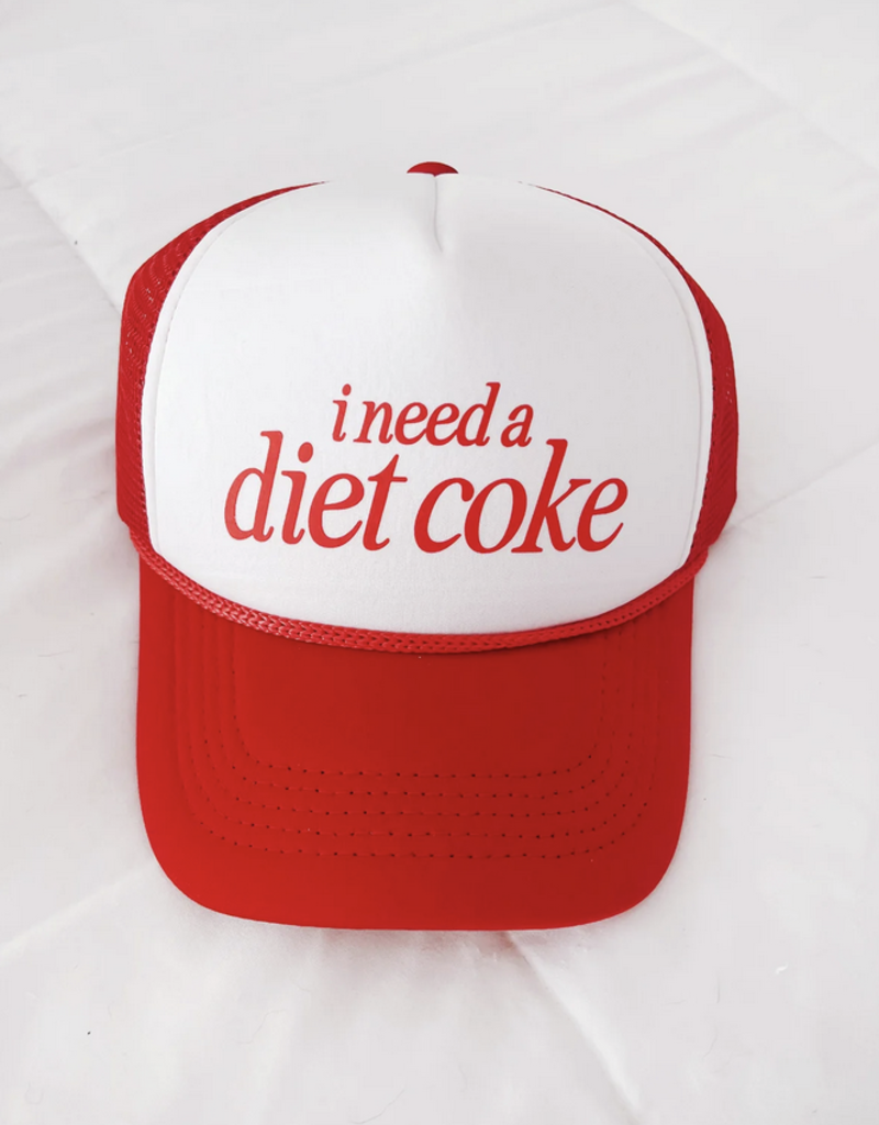 Maddon and Co I Need A Diet Coke Trucker Hat- Red & White
