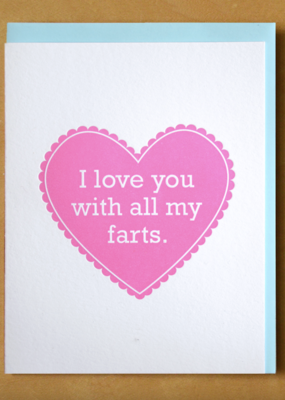 McBitterson With All My Farts Letterpress Love Card