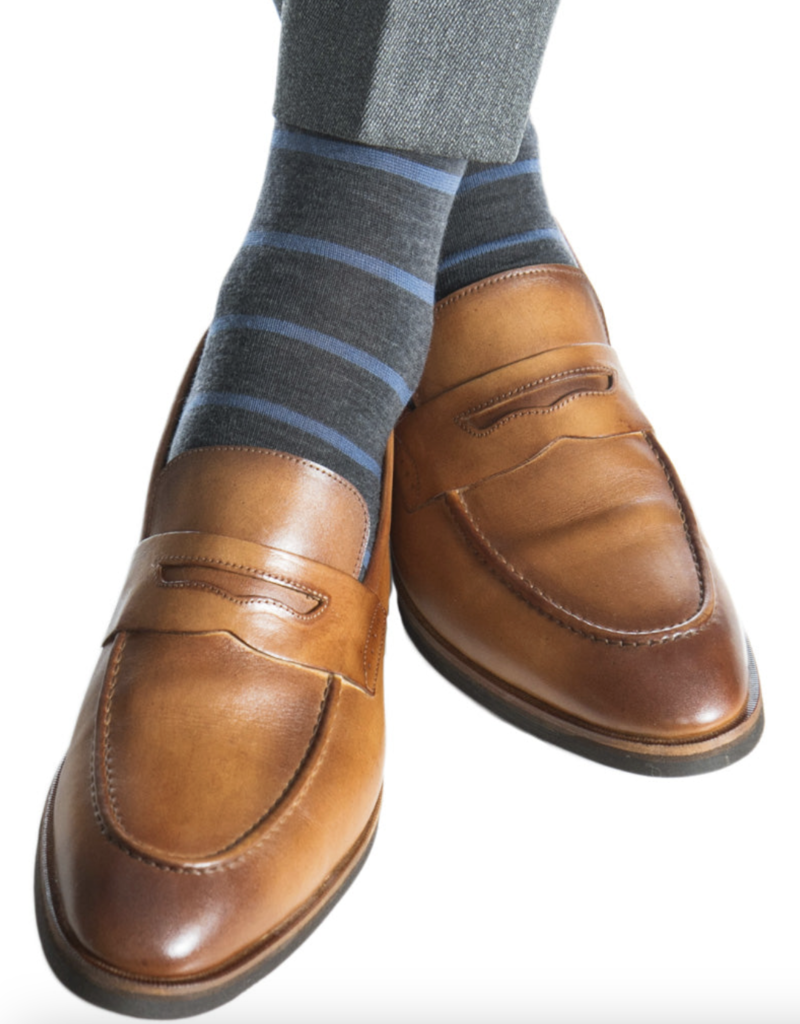 Dapper Classics Charcoal with Bay Blue stripe