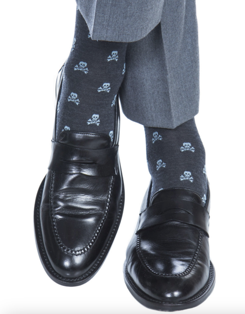 Dapper Classics Charcoal with sky blue skull