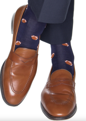 Dapper Classics Classic Navy with Burnt Orange Football Sock