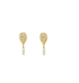 Kris Nations Tennis Racket Crystal And Enamel Stud Earrings
