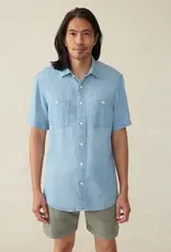 Faherty Short Sleeve Tried & True Chambray Shirt