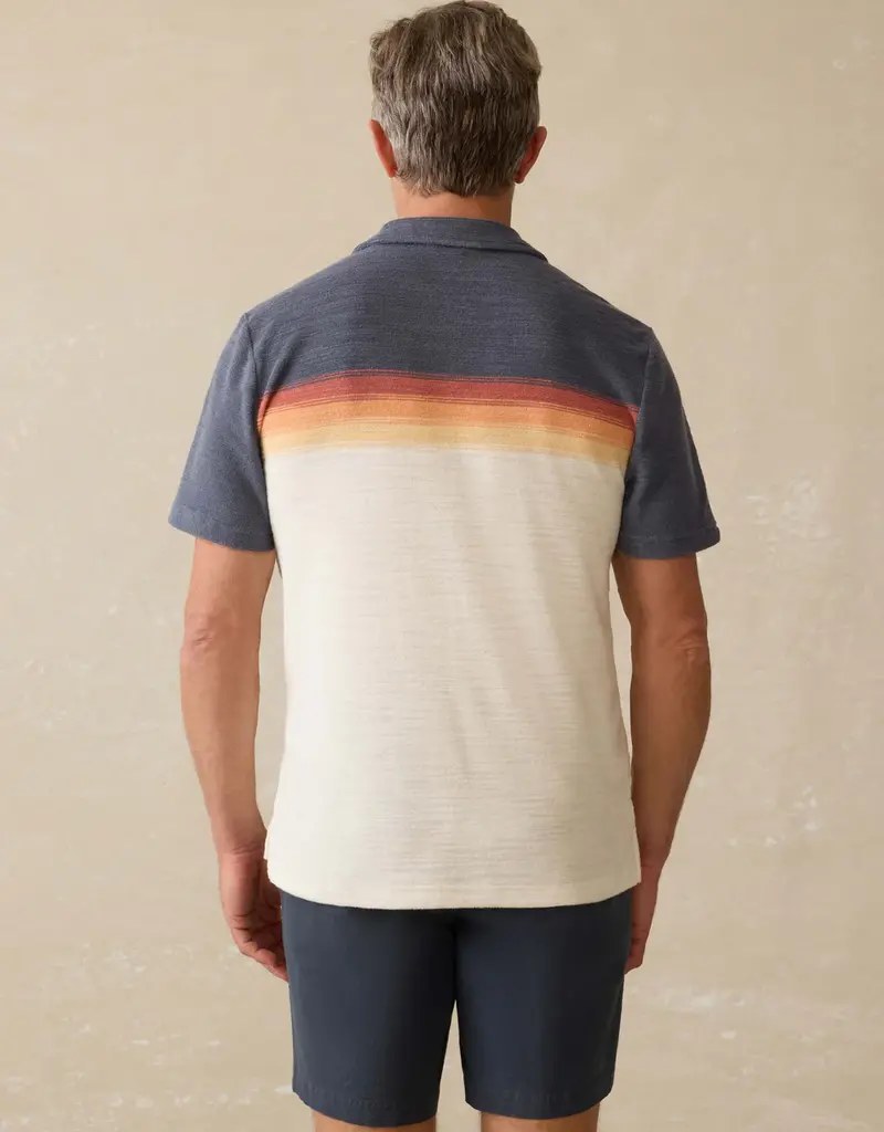 Faherty Cabana Towel Terry Surf Stripe Polo