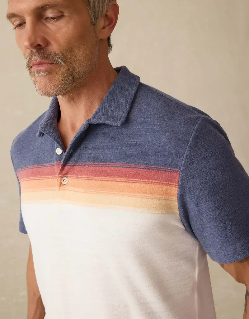 Faherty Cabana Towel Terry Surf Stripe Polo