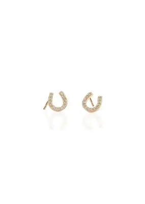 Kris Nations Horseshoe Crystal Stud Earrings 18k