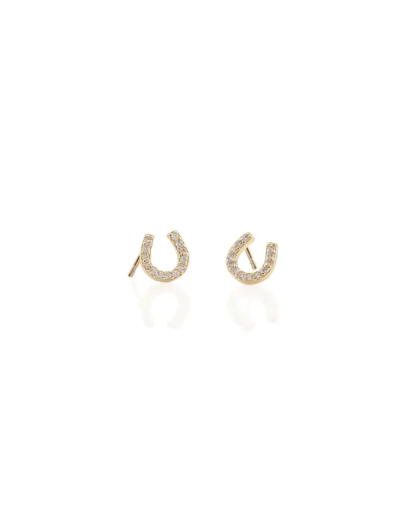 Kris Nations Horseshoe Crystal Stud Earrings 18k