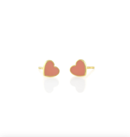 Kris Nations Petite Heart Enamel Stud Earrings - 18k Gold Vermeil
