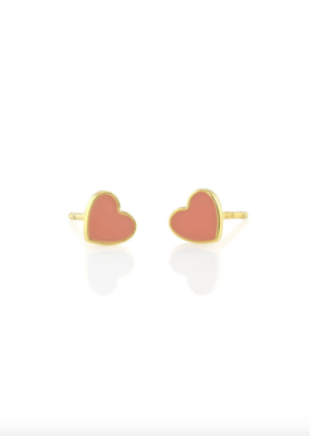 Kris Nations Petite Heart Enamel Stud Earrings - 18k Gold Vermeil