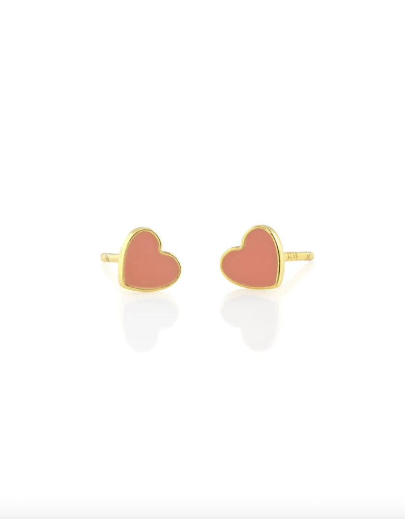 Kris Nations Petite Heart Enamel Stud Earrings - 18k Gold Vermeil