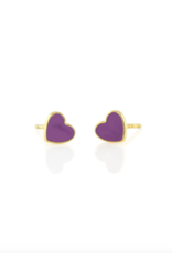 Kris Nations Petite Heart Enamel Stud Earrings - 18k Gold Vermeil