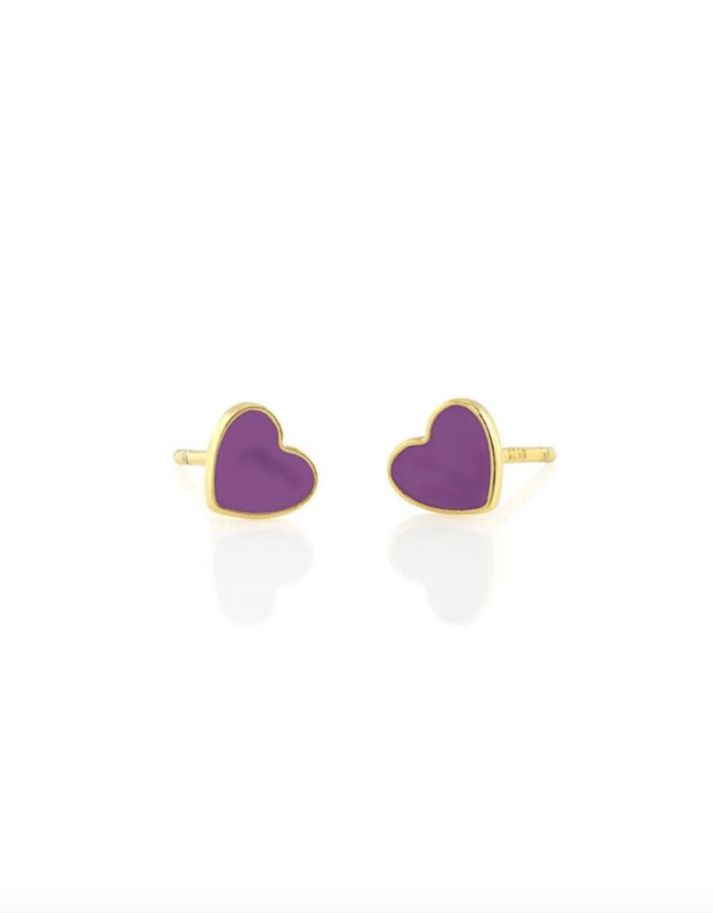 Kris Nations Petite Heart Enamel Stud Earrings - 18k Gold Vermeil