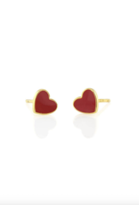 Kris Nations Petite Heart Enamel Stud Earrings - 18k Gold Vermeil