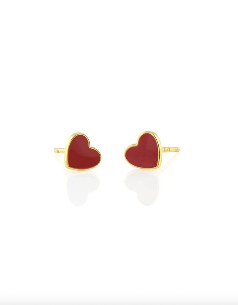 Kris Nations Petite Heart Enamel Stud Earrings - 18k Gold Vermeil