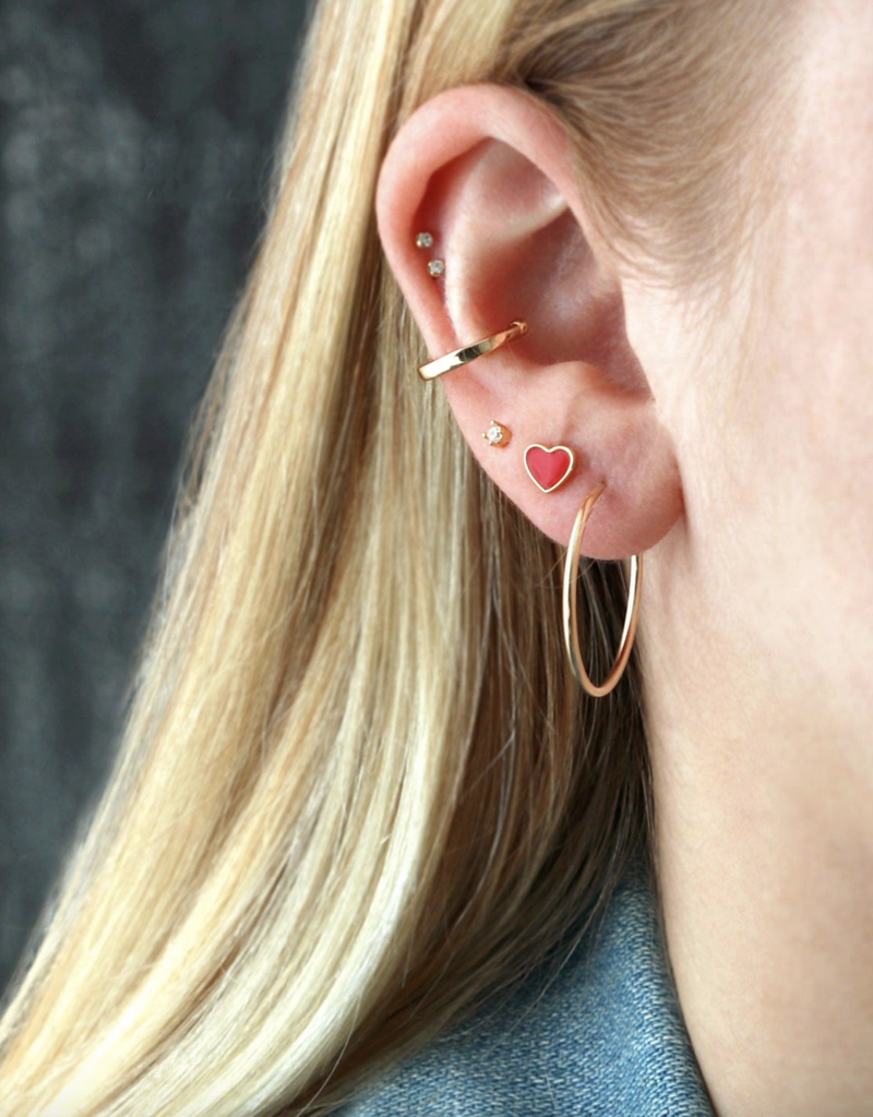 Kris Nations Petite Heart Enamel Stud Earrings - 18k Gold Vermeil