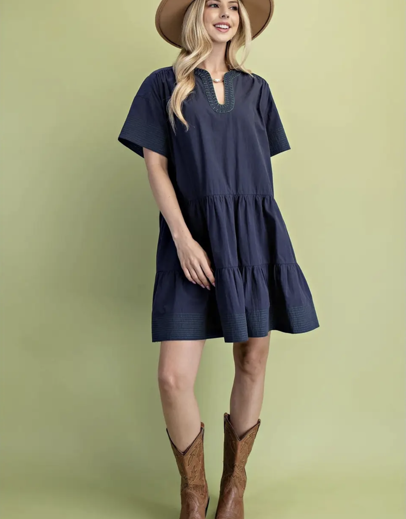 Style USA Embroidery Detail Mini Dress