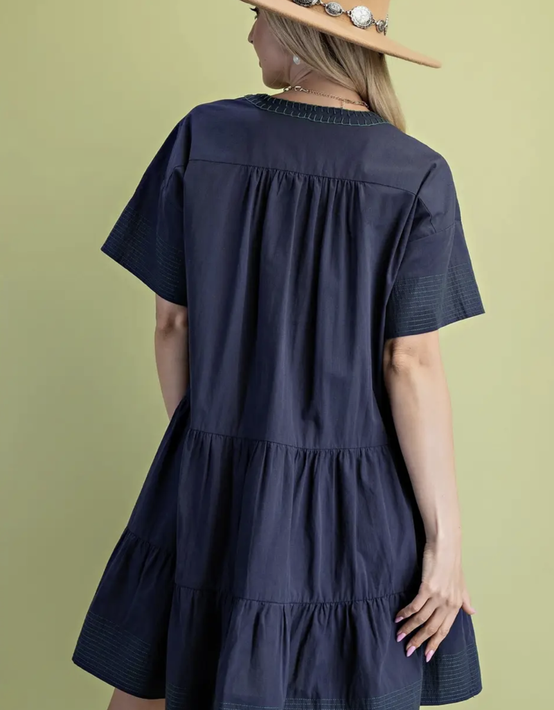 Style USA Embroidery Detail Mini Dress