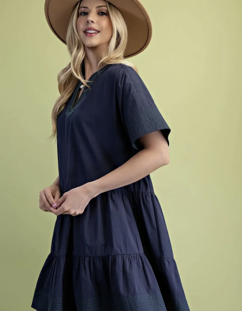 Style USA Embroidery Detail Mini Dress