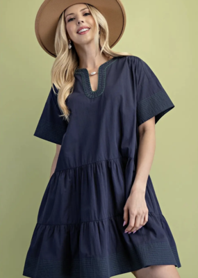 Style USA Embroidery Detail Mini Dress