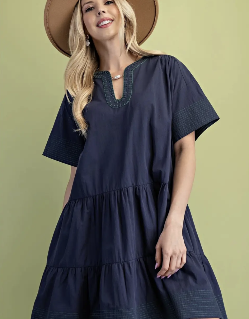 Style USA Embroidery Detail Mini Dress