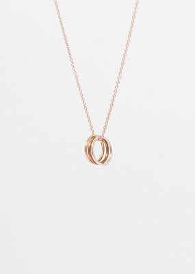 Rose Gold Triple Mixed Metal Ring Necklace