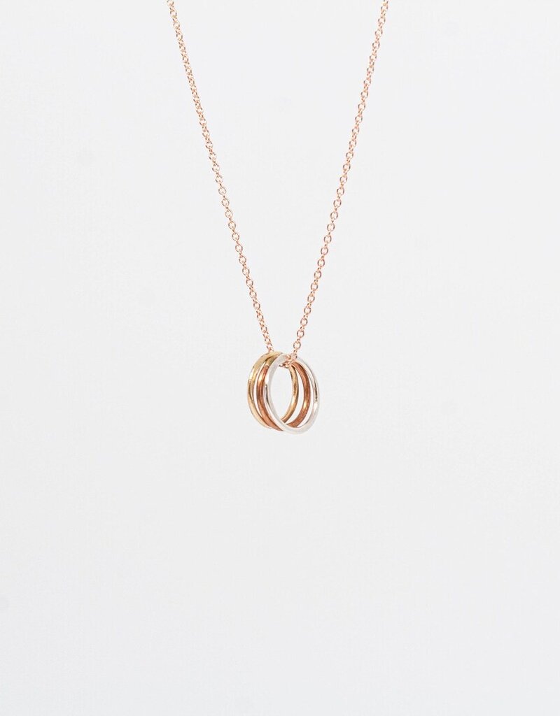Rose Gold Triple Mixed Metal Ring Necklace