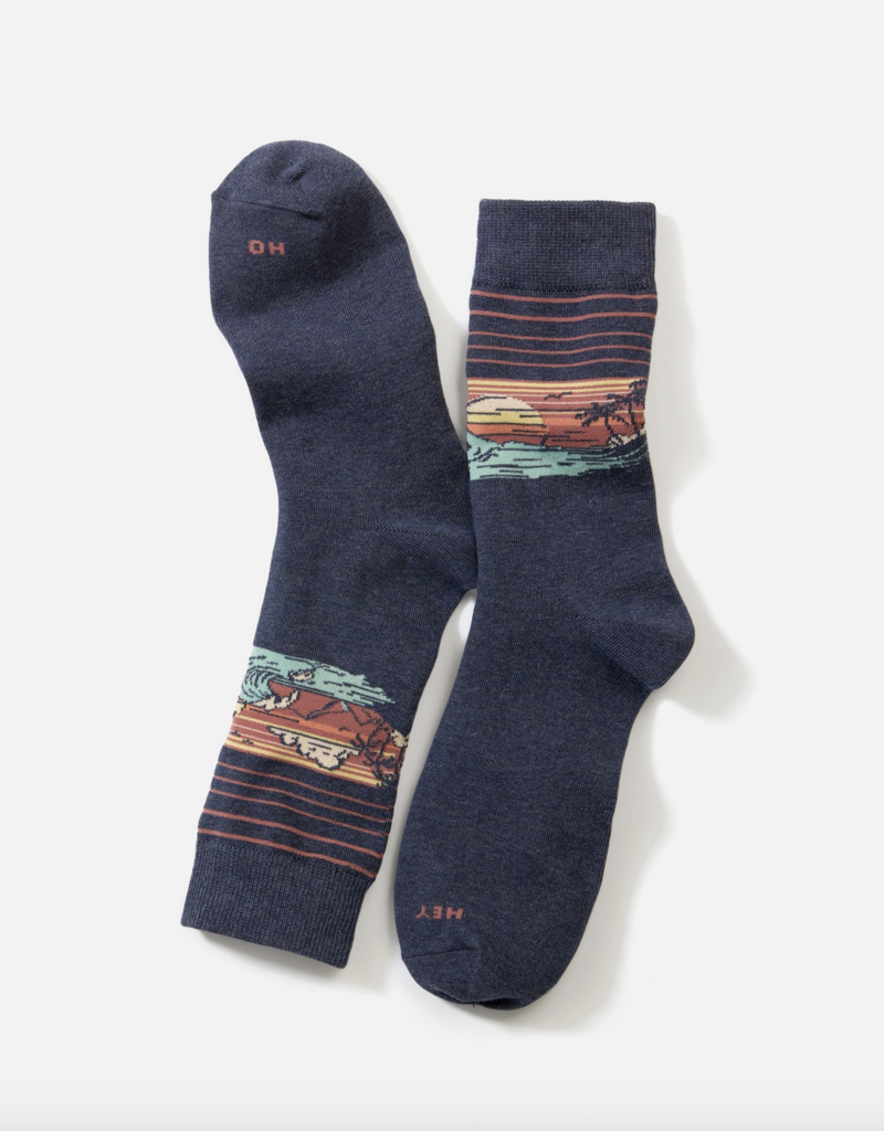 Marine Layer Crew Sock Navy Landscape OS