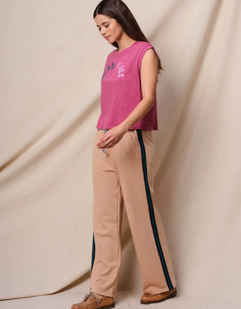 Sundry Clothing Cropped Muscle Tank Good Vibes