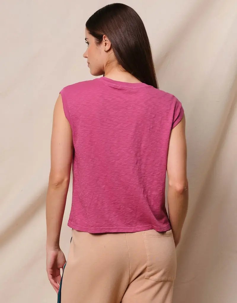 Sundry Clothing Cropped Muscle Tank Good Vibes