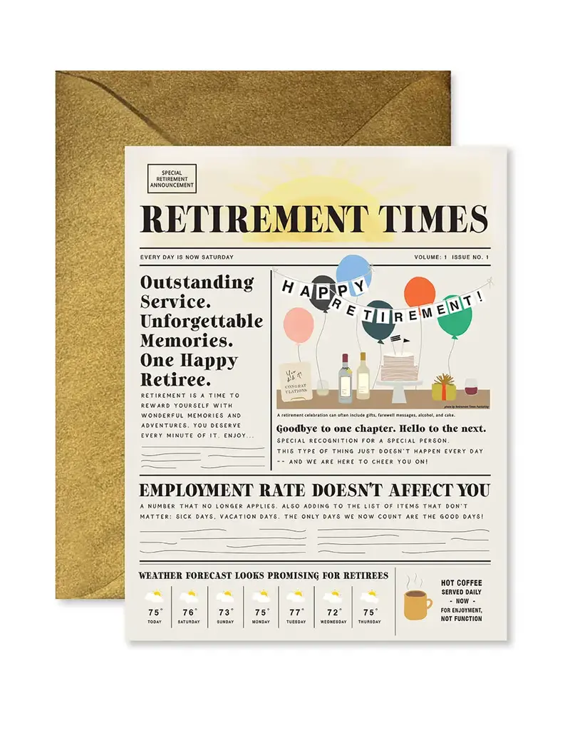 Ginger P. Designs Retirement Times Greeting Card