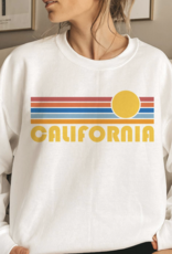 Hey Mountains California Retro Sunrise Crewneck