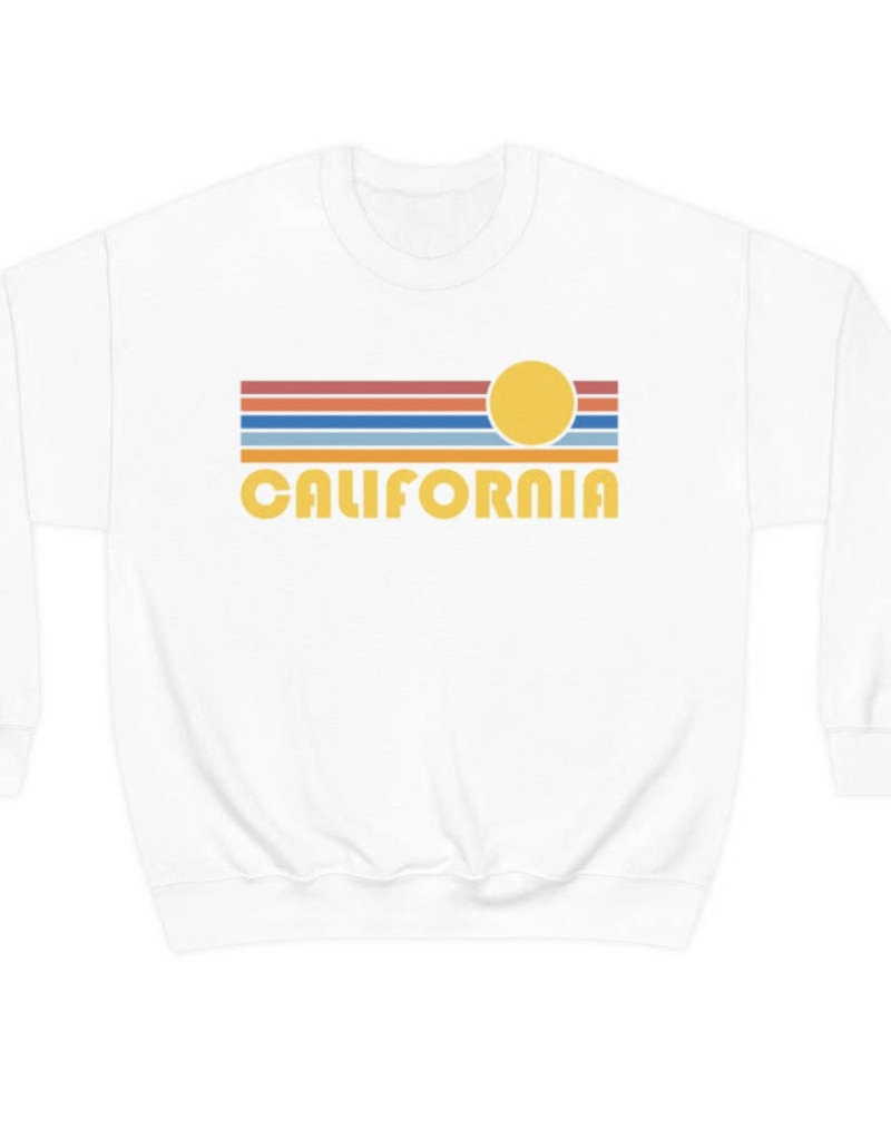 Hey Mountains California Retro Sunrise Crewneck
