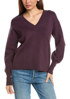 Oat V Neck Balloon Sleeve Sweater